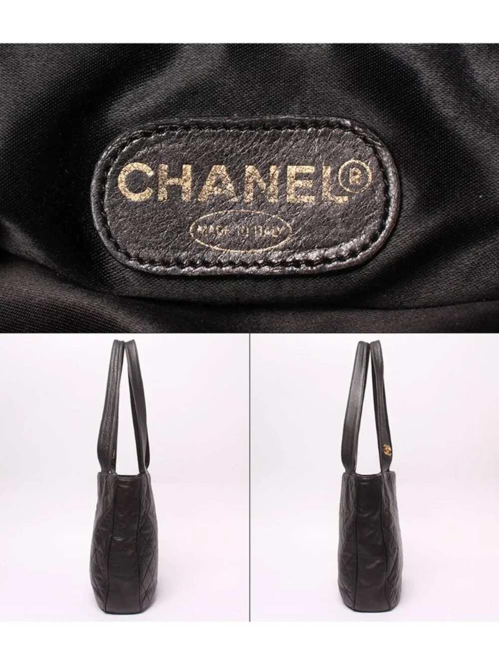 Chanel Tote Shoulder Bag Gold Quilted